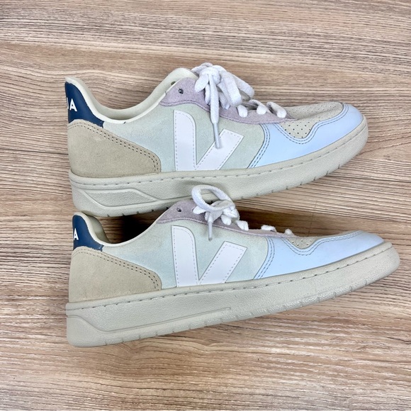 Veja V-10 Suede Multicolor Natural Babe Sneakers 6 - Picture 4 of 10